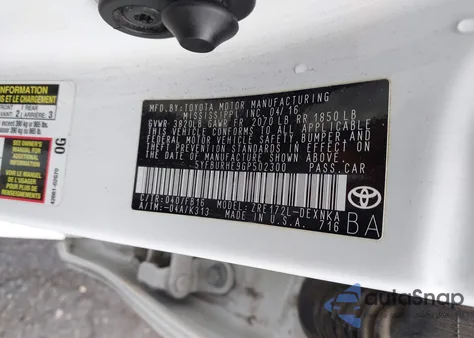 2016 Toyota Corolla Le from USA, damaged, VIN 5YFBURHE9GP502300